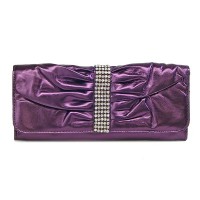 Evening Bag - PVC w/ Rhinestone Mesh Belt – Purple – BG-90559PU